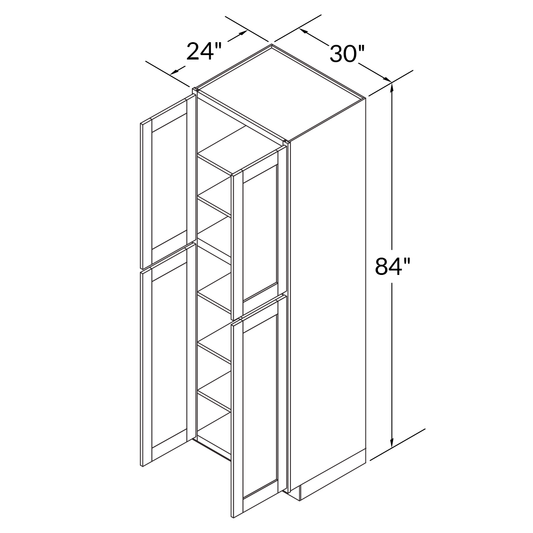 33”W x 84”H x 24”D Utility Kitchen Cabinet - Shaker Toffee