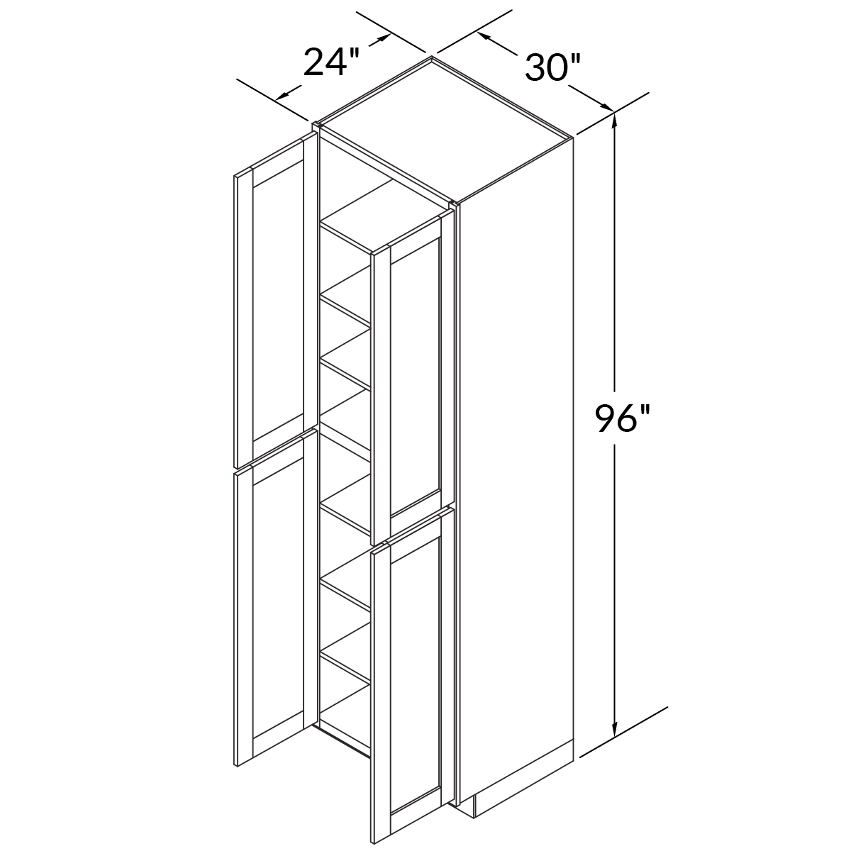 33”W x 96”H x 24”D Utility Kitchen Cabinet - Milan Slate