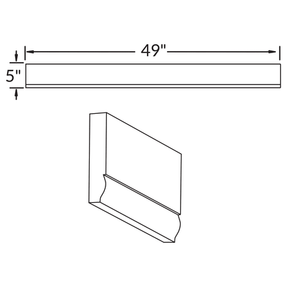 Straight Valance Molding V549ST Shaker Toffee LessCare 5 in. height 49 in. depth