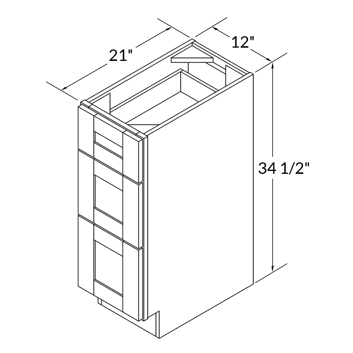 Vanity Drawer Base Cabinet VDB1221345 Colonial Gray LessCare 12 in. width 34.5 in. height 21 in. depth