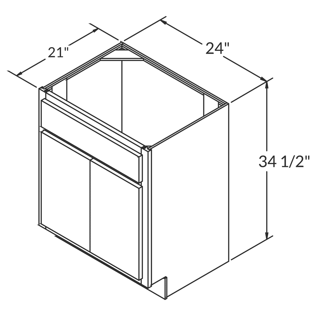 Vanity Sink Base Cabinet VSB2421345 Newport LessCare 24 in. width 34.5 in. height 21 in. depth