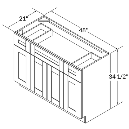 48 W x 21 D x 34.5 H Vanity Sink Base Cabinet - Colonial Gray