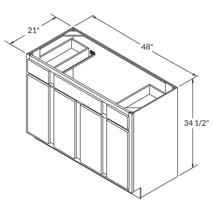 Vanity Sink Base Cabinet VSB4821345 Newport LessCare 48 in. width 34.5 in. height 21 in. depth