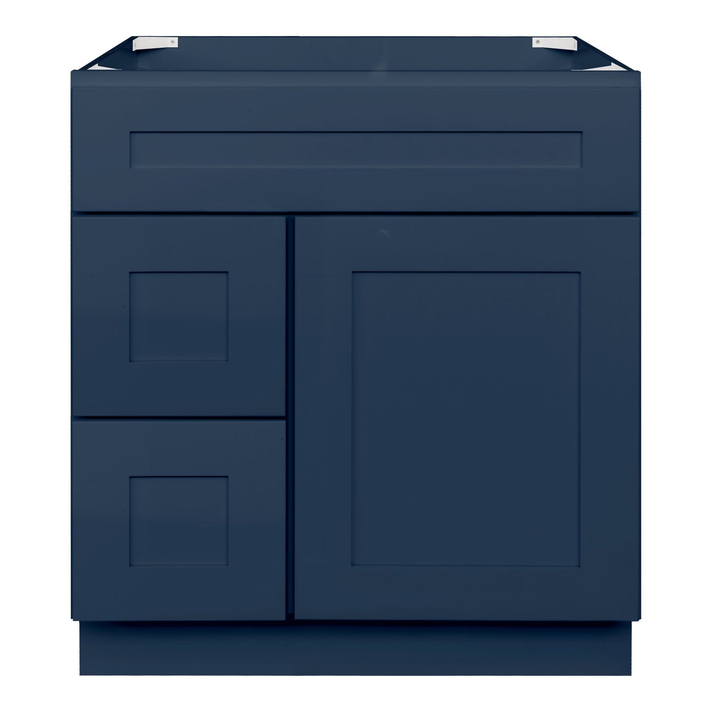 Vanity Sink Base Cabinet with Left Drawers 30 Inch Wide x 21 Inch Deep x 34 1/2 Inch High Danbury Blue Series