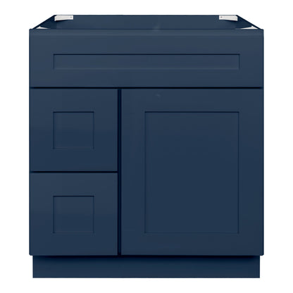 Vanity Sink Base Cabinet with Left Drawers 30 Inch Wide x 21 Inch Deep x 34 1/2 Inch High Danbury Blue Series