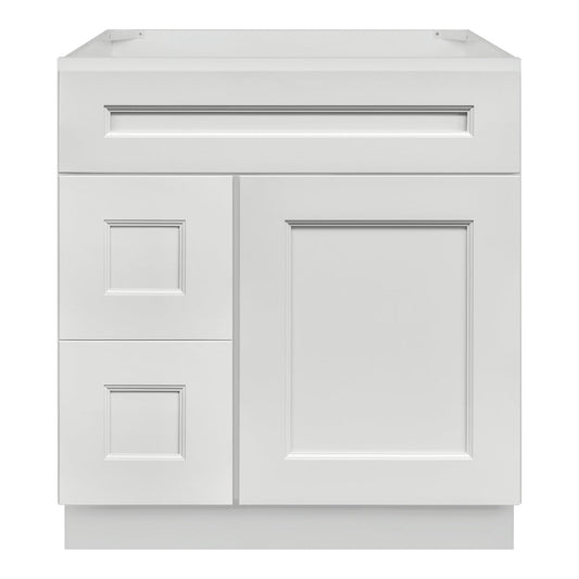 Vanity Sink Base Cabinet with Left Drawers 30 W x 21 D x 34 H - Milan Pearl