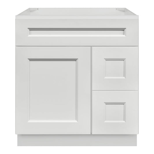 Vanity Sink Base Cabinet with Right Drawers 30 W x 21 D x 34 H - Milan Pearl