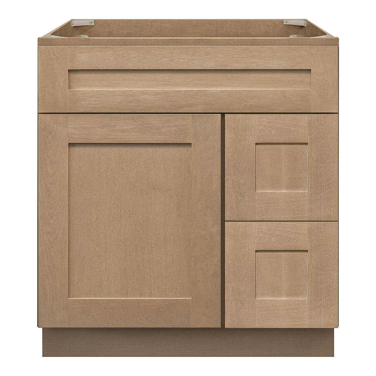 Vanity Sink Base Cabinet with Right Drawers 30 Inch Wide x 21 Inch Deep x 34 1/2 Inch High Shaker Toffee Series