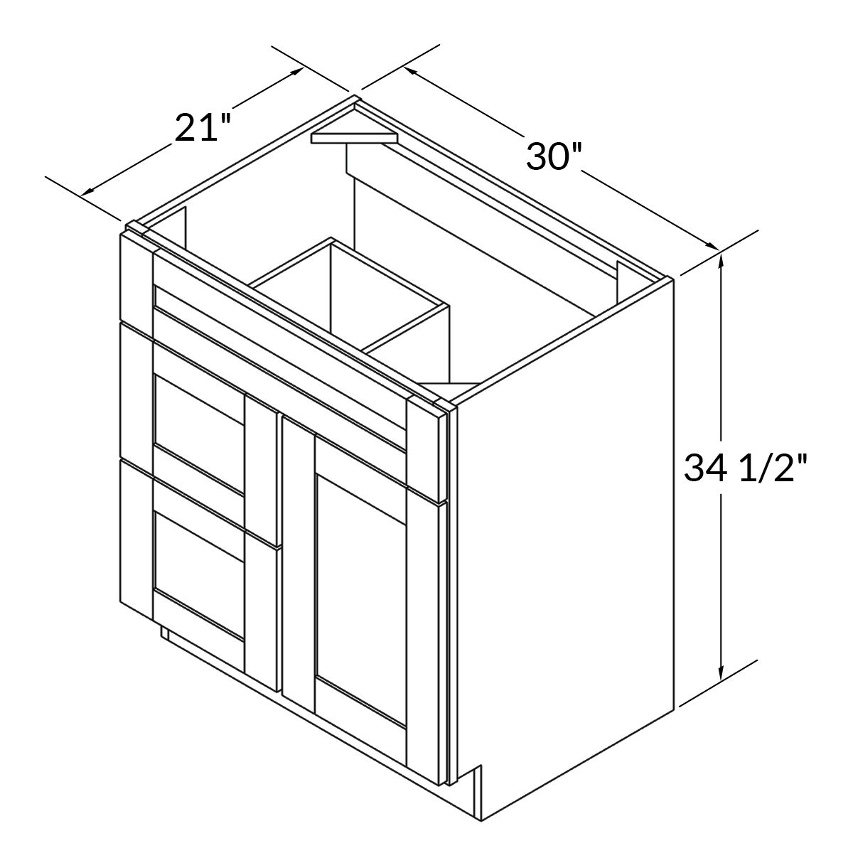 Vanity Sink Base Cabinet with Left Drawers 30 W x 21 D x 34 H - Milan Pearl