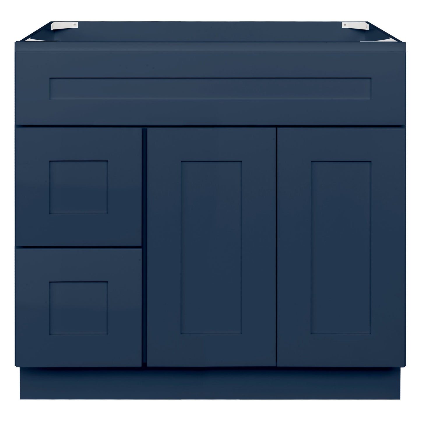 Vanity Sink Base Cabinet with Left Drawers 36 Inch Wide x 21 Inch Deep x 34 1/2 Inch High Danbury Blue Series