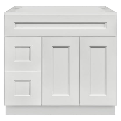 Vanity Sink Base Cabinet with Left Drawers 36 W x 21 D x 34 H - Milan Pearl