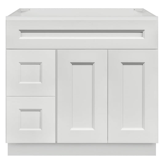 Vanity Sink Base Cabinet with Left Drawers 36 W x 21 D x 34 H - Milan Pearl