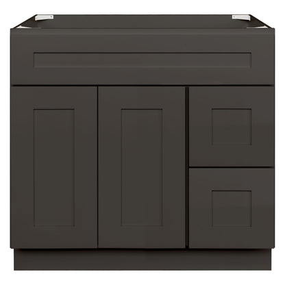 36 W x 21 D x 34.5 H Vanity Sink Base Cabinet With Right Side Drawers - Avalon Charcoal