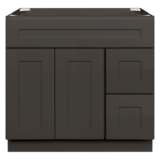 36 W x 21 D x 34.5 H Vanity Sink Base Cabinet With Right Side Drawers - Avalon Charcoal