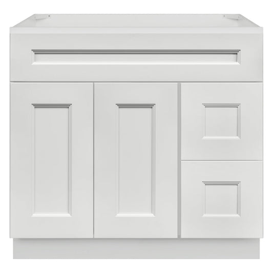 Vanity Sink Base Cabinet with Right Drawers 36 W x 21 D x 34 H - Milan Pearl