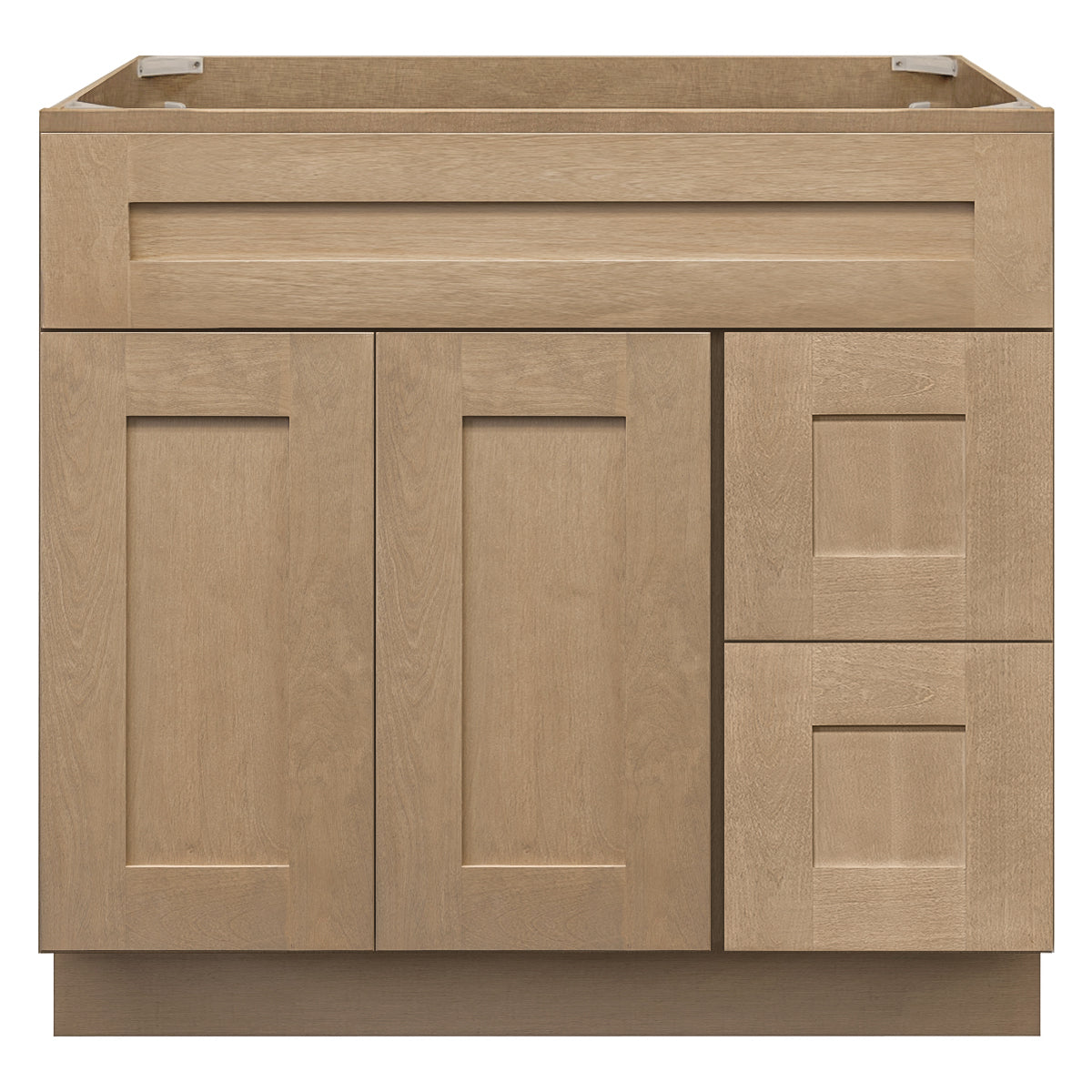 Vanity Sink Base Cabinet with Right Drawers 36 Inch Wide x 21 Inch Deep x 34 1/2 Inch High Shaker Toffee Series