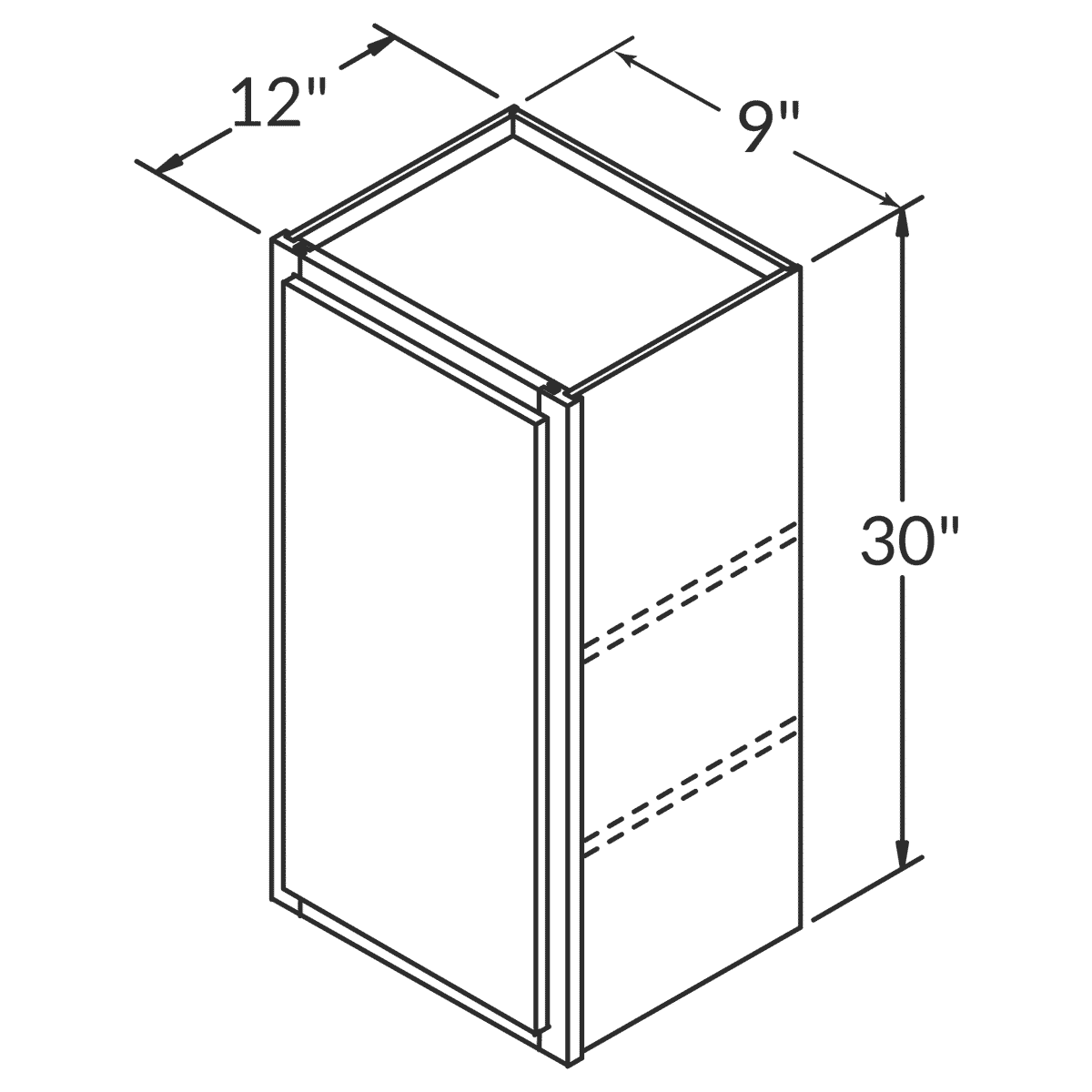 Pioneer The Modern White Shaker Wall 9"W x 30"H RTA Cabinet Wireframe