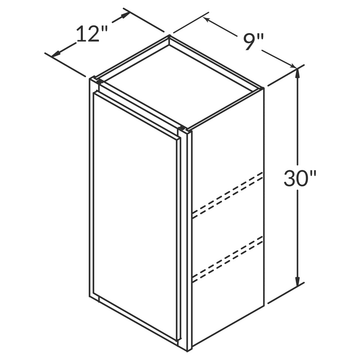 Pioneer The Modern White Shaker Wall 9"W x 30"H RTA Cabinet Wireframe