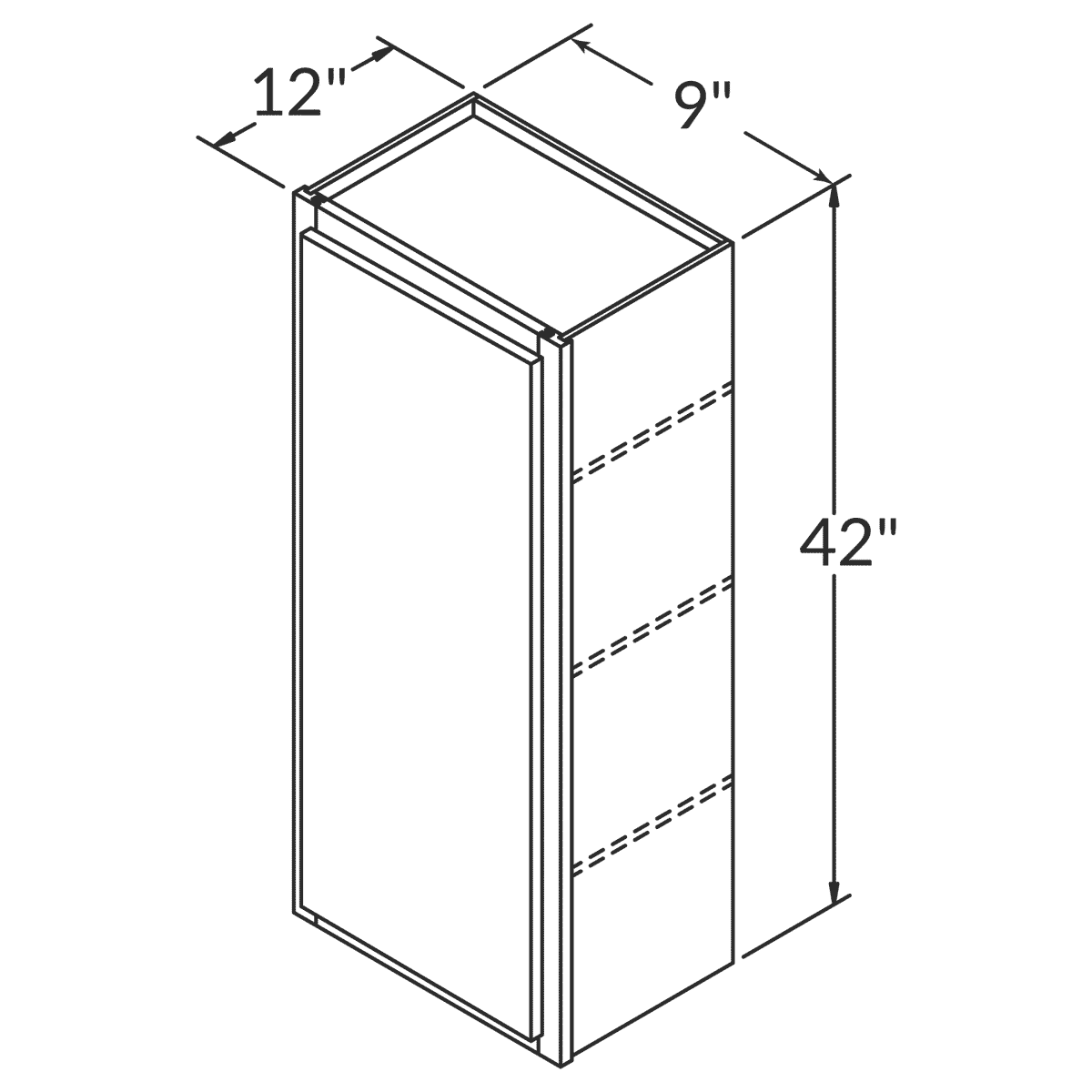 Cubitac Basic Oxford Latte Wall 9"W x 42"H Assembled Cabinet Wireframe