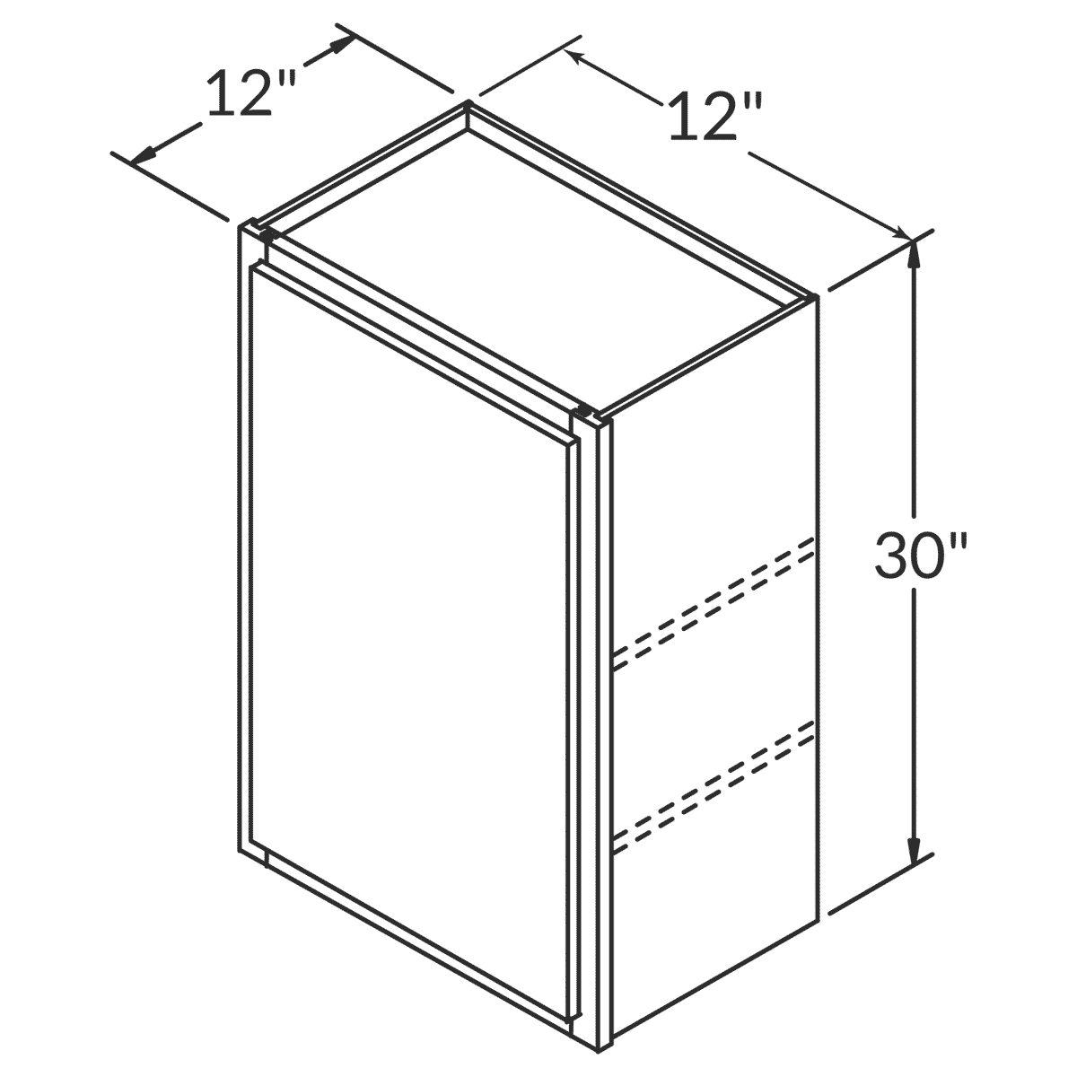 Pioneer The Cinder Grey   Wall 12"W x 30"H RTA Cabinet Wireframe