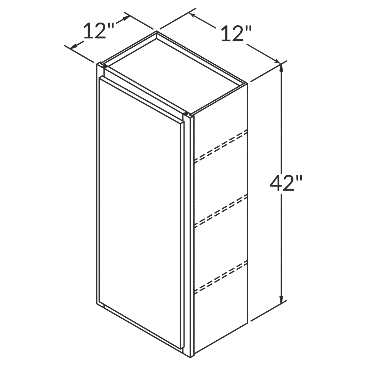 Cubitac Imperial Bergen Shale Wall 12"W x 42"H Assembled Cabinet Wireframe