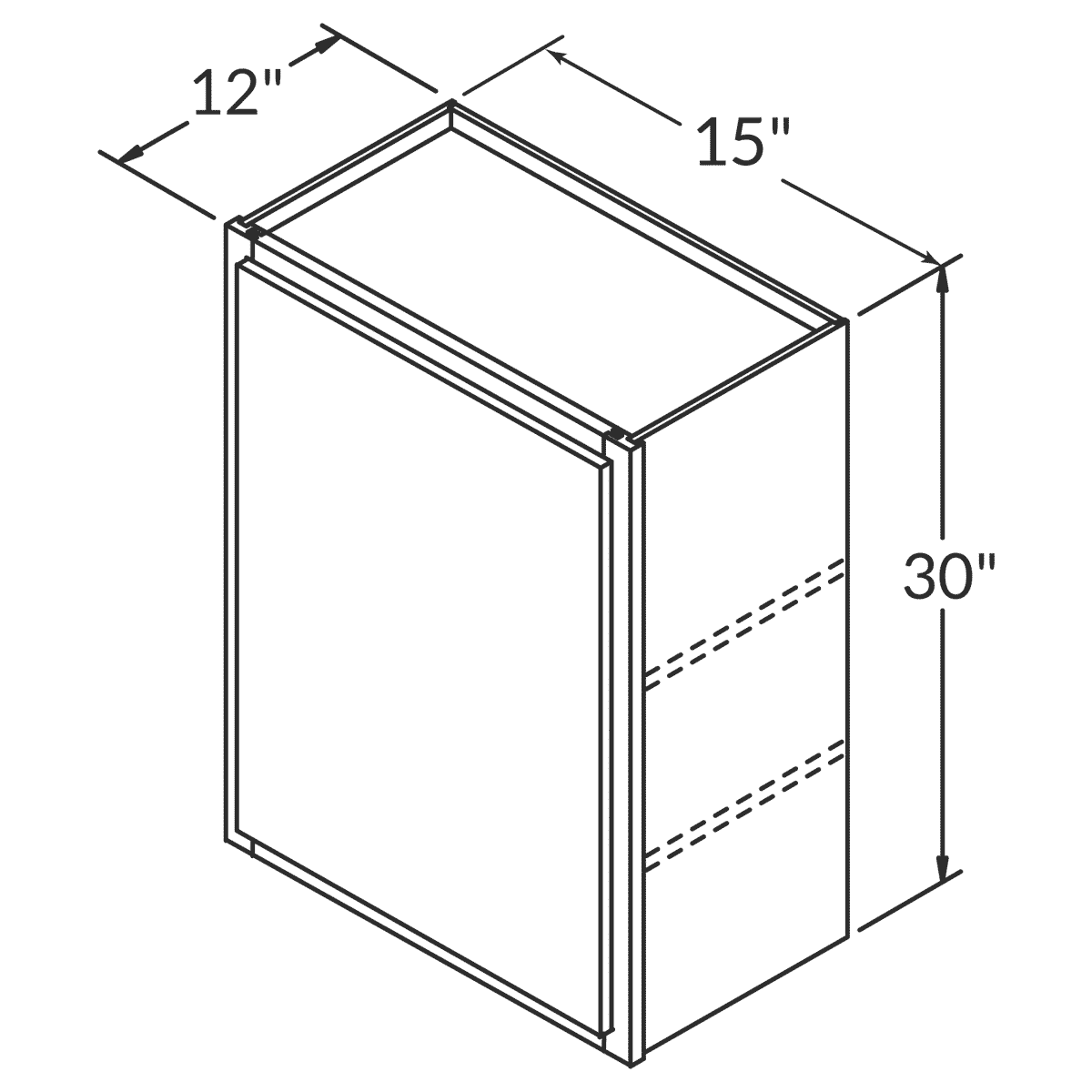 Cubitac Imperial Madison Midnight Wall 15"W x 30"H Assembled Cabinet Wireframe