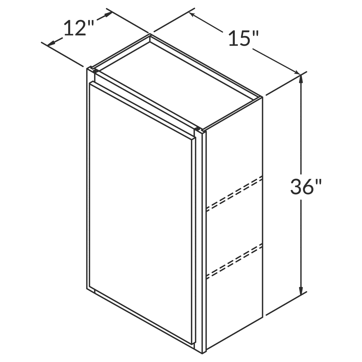 Cubitac Basic Ridgefield Latte Wall 15"W x 36"H Assembled Cabinet Wireframe