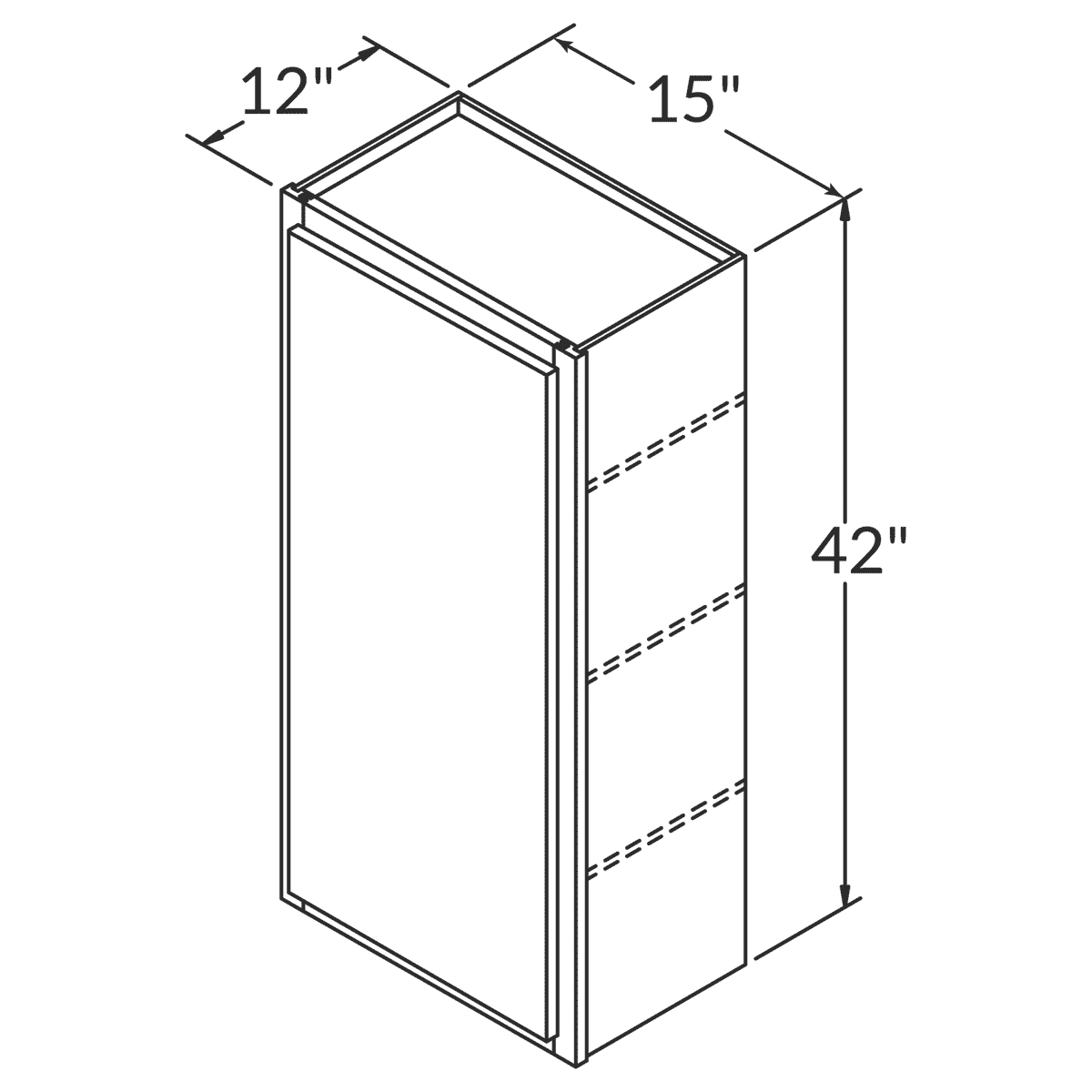 Cubitac Imperial Bergen Shale Wall 15"W x 42"H Assembled Cabinet Wireframe