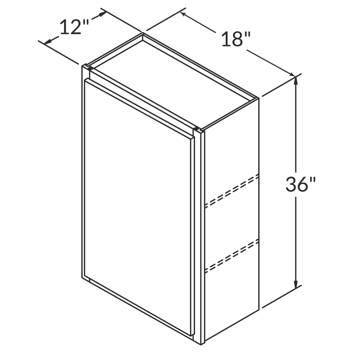 Cubitac Basic Oxford Pastel Wall 18"W x 36"H Assembled Cabinet Wireframe