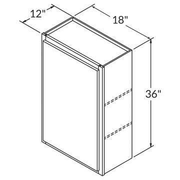 Cubitac Basic Oxford Pastel Wall 18"W x 36"H Assembled Cabinet Wireframe