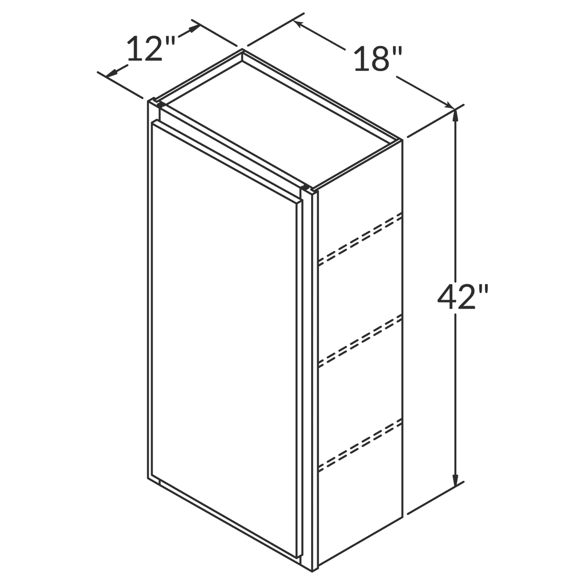 Cubitac Imperial Bergen Shale Wall 18"W x 42"H Assembled Cabinet Wireframe