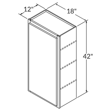 Cubitac Imperial Bergen Shale Wall 18"W x 42"H Assembled Cabinet Wireframe