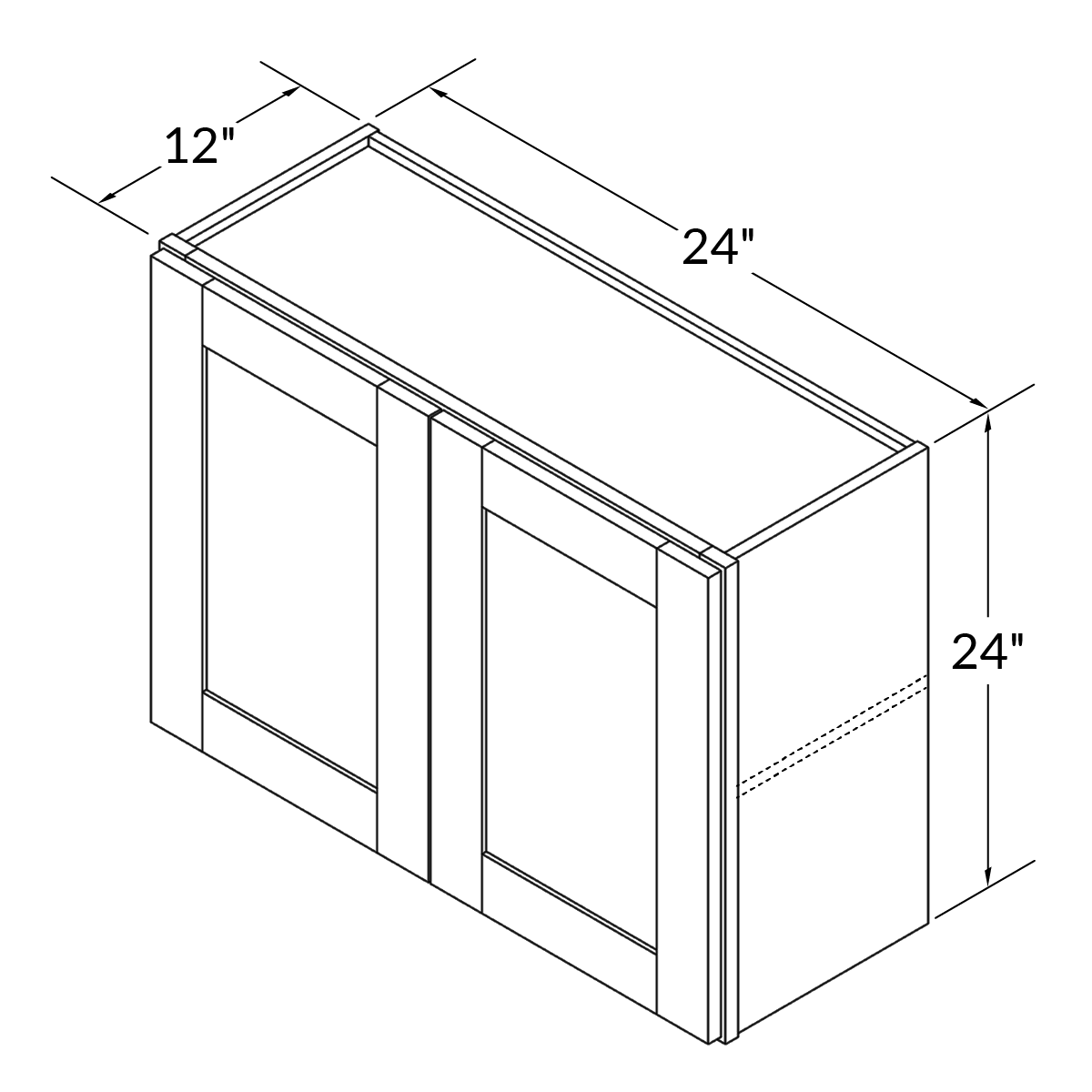 Wall Kitchen Cabinet W2424 Milan Pearl LessCare 24 in. width 24 in. height 12 in. depth