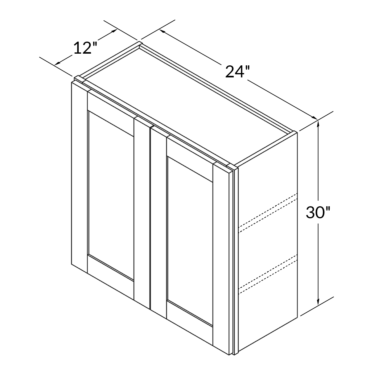 Wall Kitchen Cabinet W2430 Milan Slate LessCare 24 in. width 30 in. height 12 in. depth