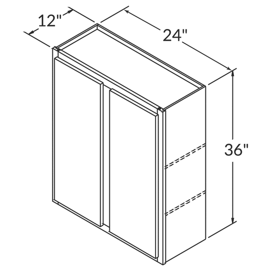 Wall Kitchen Cabinet W2436 Newport LessCare 24 in. width 36 in. height 12 in. depth