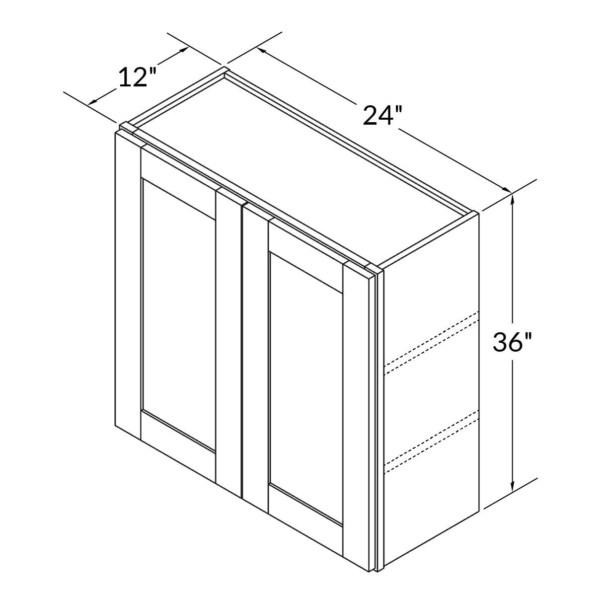 Wall Kitchen Cabinet W2436 Milan Slate LessCare 24 in. width 36 in. height 12 in. depth