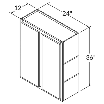 Cubitac Basic Oxford Pastel Wall 24"W x 36"H Assembled Cabinet Wireframe