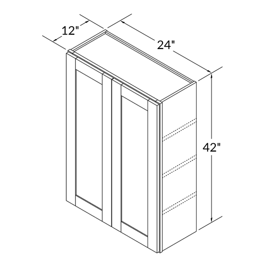 Wall Kitchen Cabinet W2442 Milan Pearl LessCare 24 in. width 42 in. height 12 in. depth