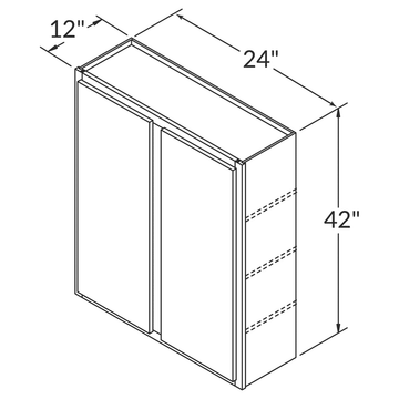 Cubitac Basic Oxford Latte Wall 24"W x 42"H Assembled Cabinet Wireframe