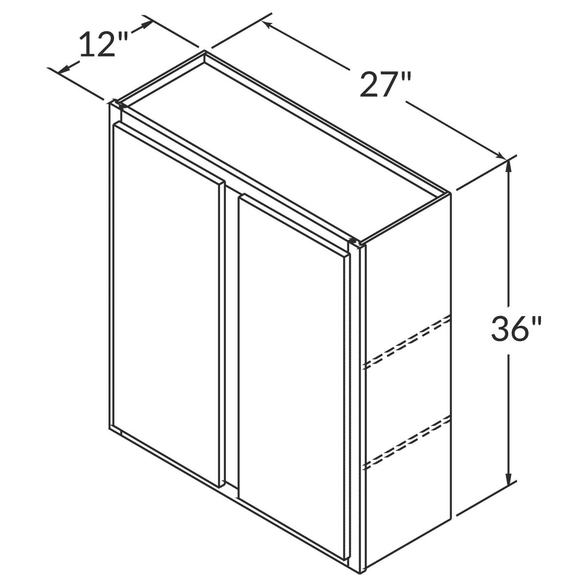 Cubitac Basic Oxford Pastel Wall 27"W x 36"H Assembled Cabinet Wireframe