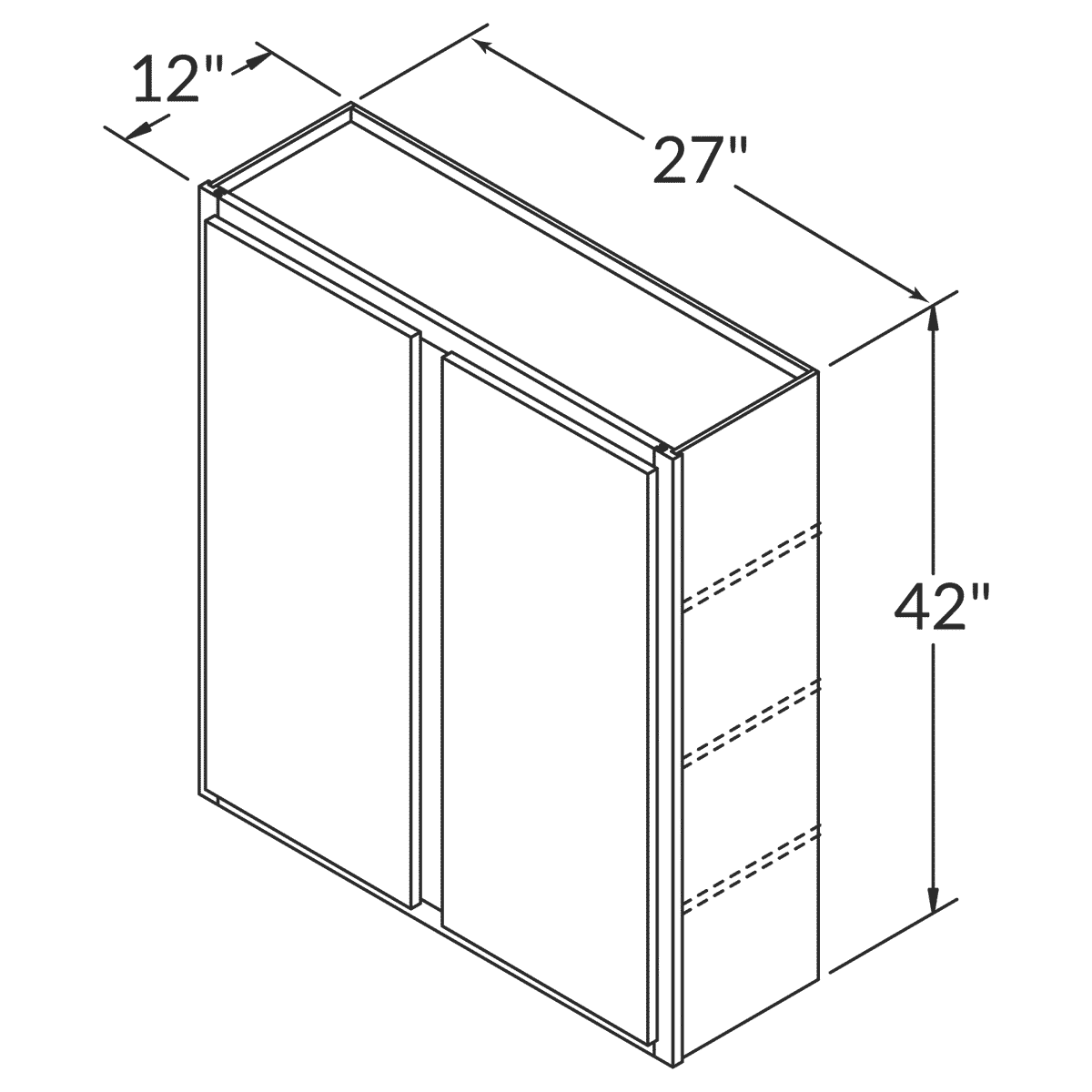 Cubitac Imperial Belmont Cafe Glaze Wall 27"W x 42"H Assembled Cabinet Wireframe