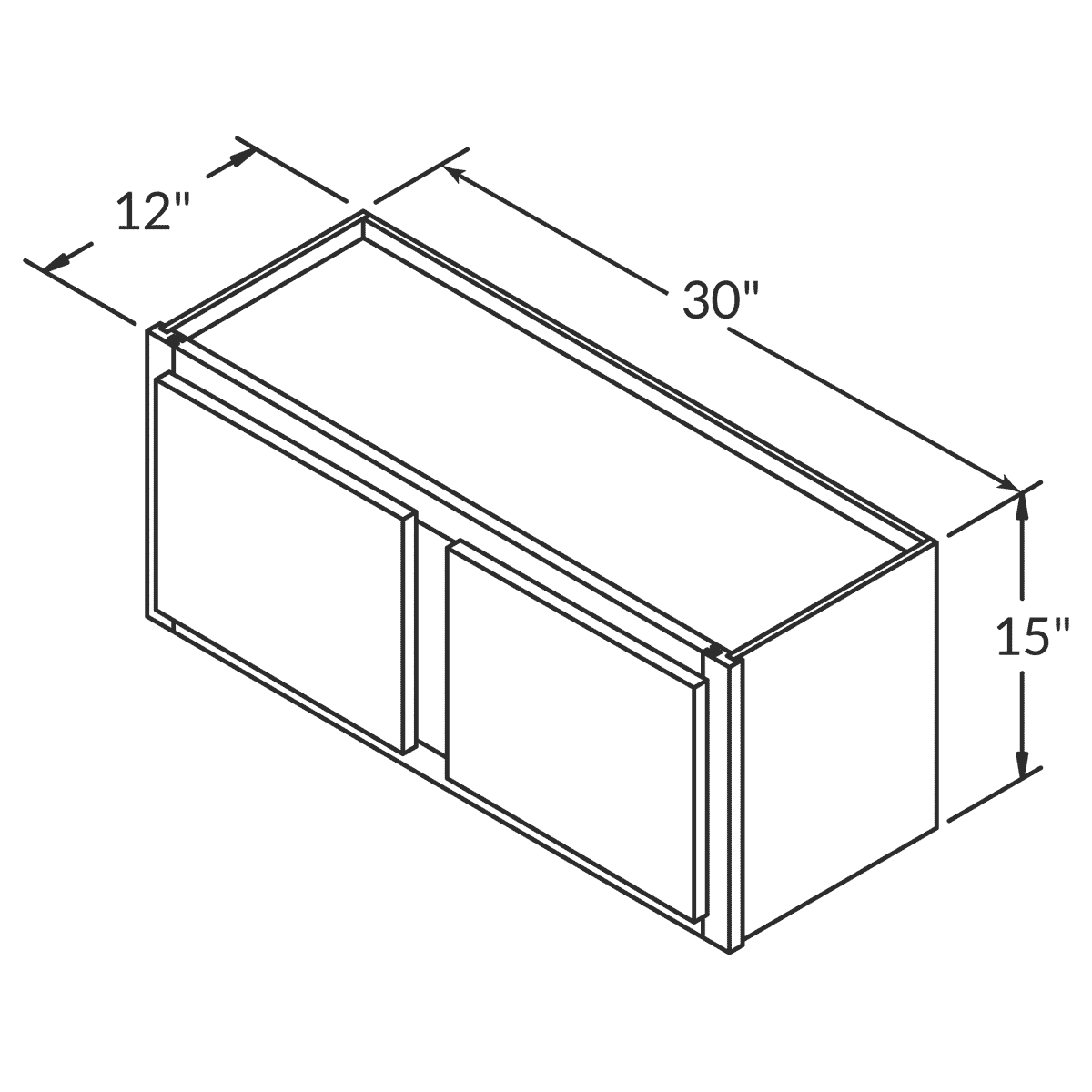 Wall Kitchen Cabinet W3015 Newport LessCare 30 in. width 15 in. height 12 in. depth