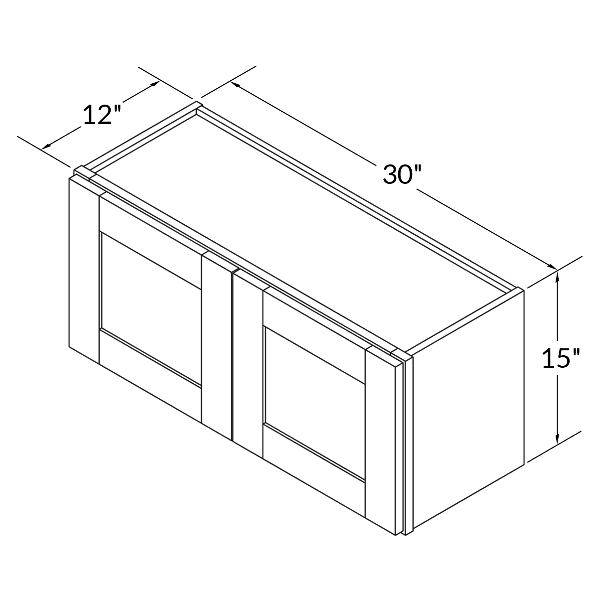 Wall Kitchen Cabinet W3015 Milan Pearl LessCare 30 in. width 15 in. height 12 in. depth