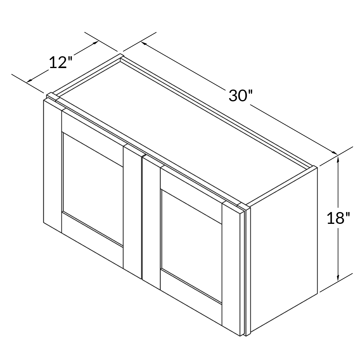 Wall Kitchen Cabinet W3018 Milan Slate LessCare 30 in. width 18 in. height 12 in. depth