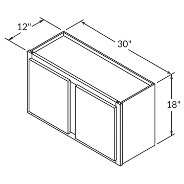 LessCare Newport Wall 30"W x 18"H Shaker Cabinet Wireframe