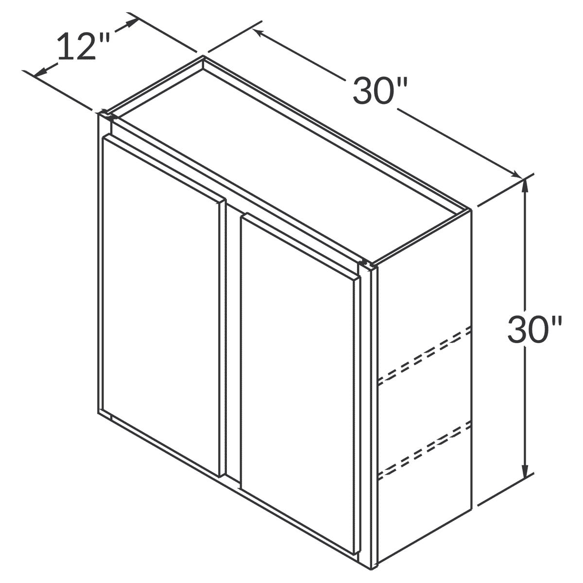 Pioneer The Modern White Shaker Wall 30"W x 30"H RTA Cabinet Wireframe