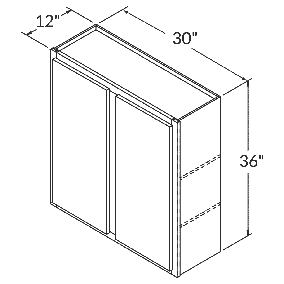 Cubitac Imperial Bergen Latte Wall 30"W x 36"H Assembled Cabinet Wireframe