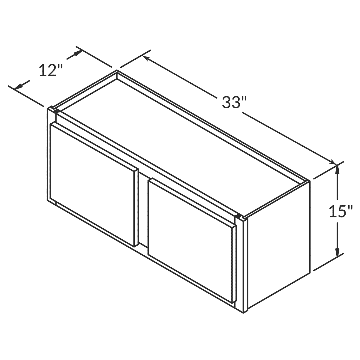 Cubitac Basic Oxford Latte Wall 33"W x 15"H Assembled Cabinet Wireframe