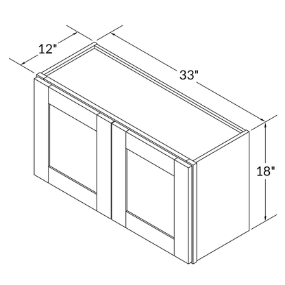 Wall Kitchen Cabinet W3318 Shaker Toffee LessCare 33 in. width 18 in. height 12 in. depth
