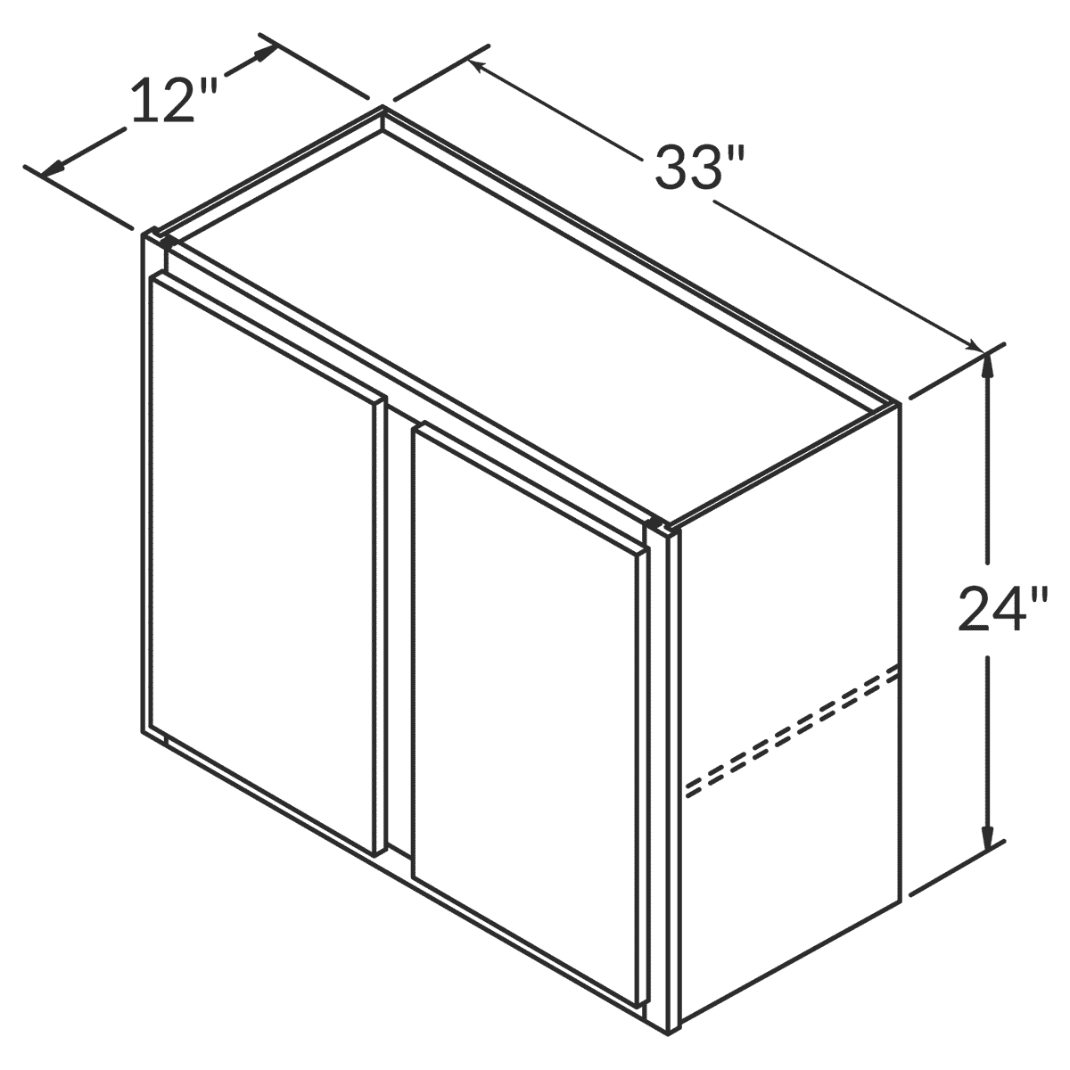 Wolf Dartmouth Dark Sable Stain Wall 33"W x 24"H Assembled Cabinet Wireframe